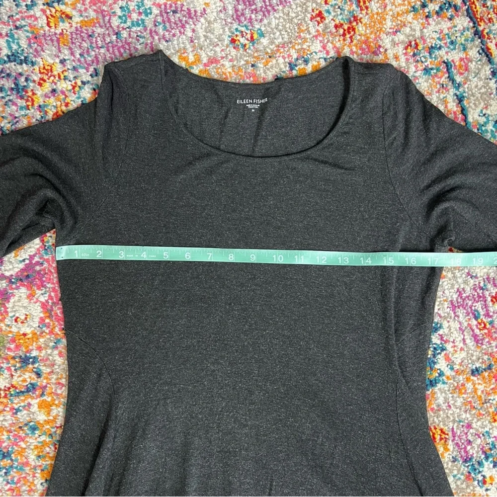 Eileen Fisher Jersey 3/4‎ Sleeve Charcoal Gray Dress Medium